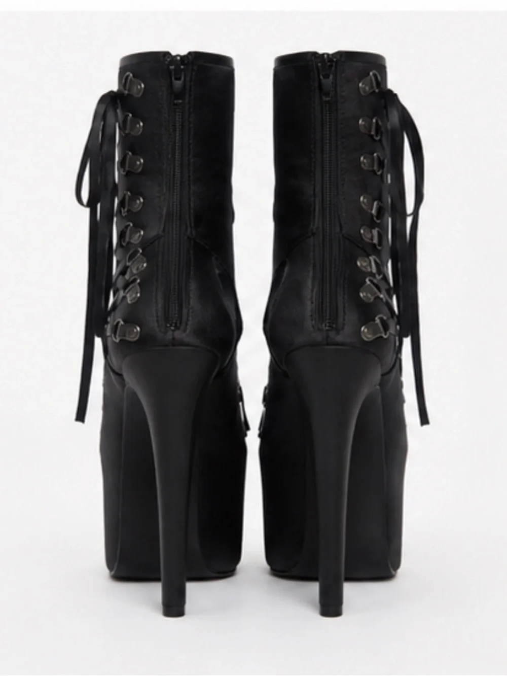 Gothic Lace-Up Platform Heels | Satin Finish Ultra High Heels | Size 8 | NWT